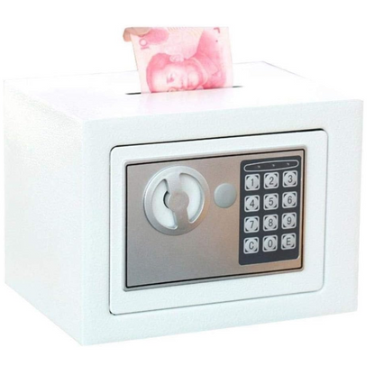Seif Metalic cu Cod Digital si Cheie - Cutie Economii Sigura cu Slot pentru Bani
