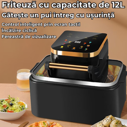 Friteuza Digitala cu Aer Cald 12L 1700W - Touch Control, 11 Programe, Display LED, Gatire Fara Ulei