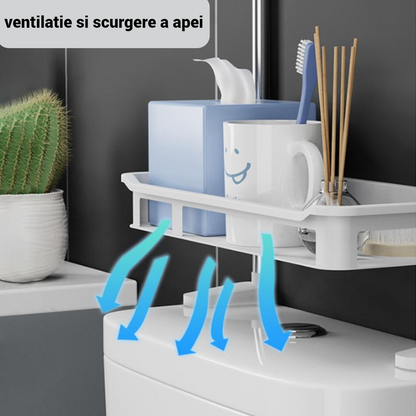 Set 2 Rafturi Multifunctionale pentru Toaleta si Bucatarie - Organizator cu 2 Nivele pentru Economisirea Spatiului