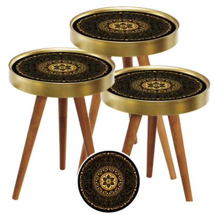 Masa cafea rotunda cu 2 nivele - Design modern tip marmura eleganta