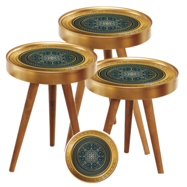 Masa Rotunda pentru Cafea cu Efect Marmura - Design Modern si Elegant