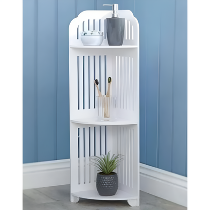 Raft Colt Alb 3 Etaje 80cm - Organizator Compact Rezistent la Umiditate pentru Baie si Bucatarie