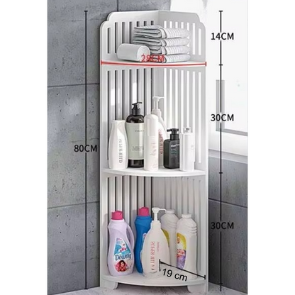 Raft Colt Alb 3 Etaje 80cm - Organizator Compact Rezistent la Umiditate pentru Baie si Bucatarie