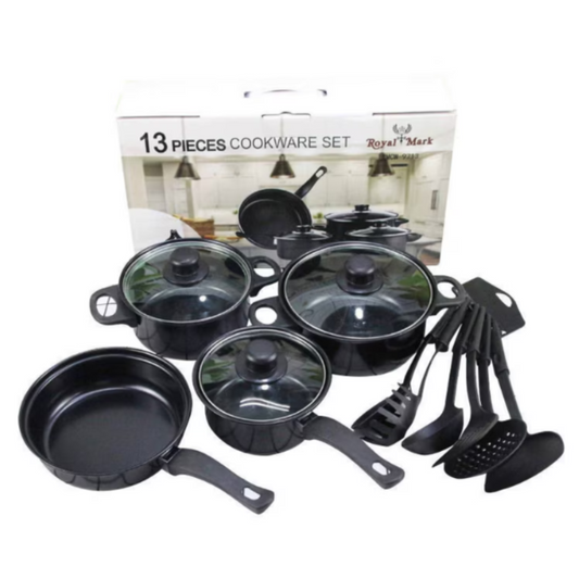 Set 13 Piese Vase Gatit Antiaderente Non-Stick - Oale, Tigai, Capace Sticla si Ustensile