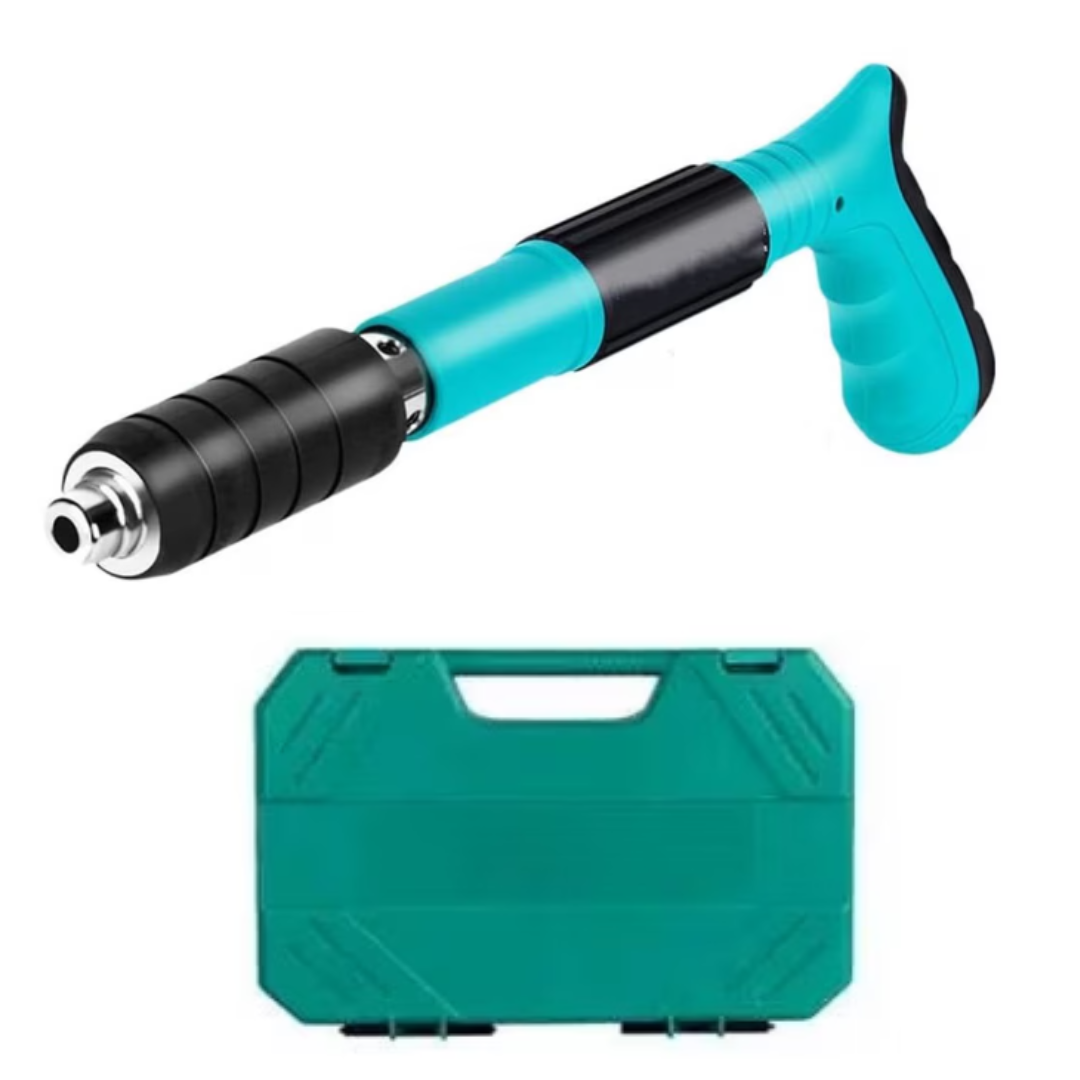 Pistol Pneumatic Fixare Cuie Profesional - Kit Complet cu 50 Nituri si Accesorii - Calibru 7.3cm