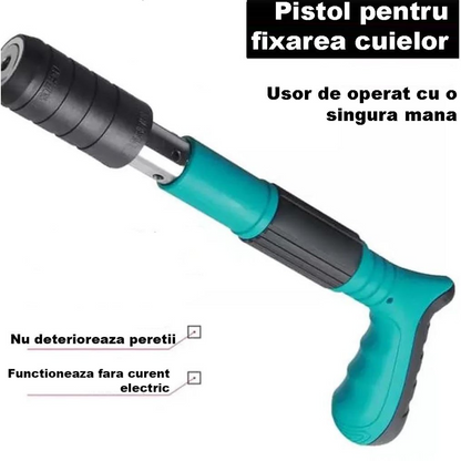 Pistol Pneumatic Fixare Cuie Profesional - Kit Complet cu 50 Nituri si Accesorii - Calibru 7.3cm