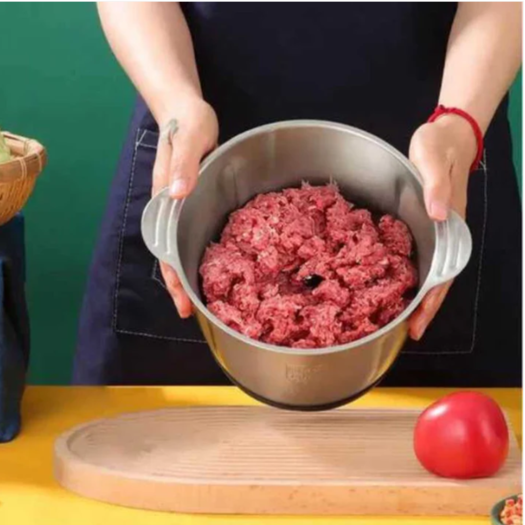 Pachet Profesional: Tocator Electric 5L Inox pentru Carne si Legume + Blender Portabil cu Acumulator Integrat, incarcare USB