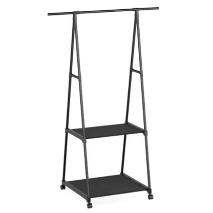 Pachet 1+1 Suport Cuier Triunghi pentru Haine cu 2 Rafturi - Design Modern din Otel Inoxidabil