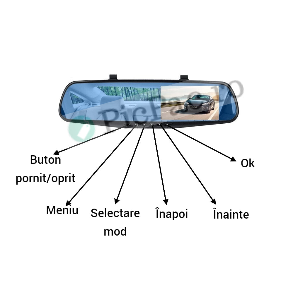 Oglinda Retrovizoare cu Camera Video Full HD 1080p - DVR Auto cu Senzor de Miscare