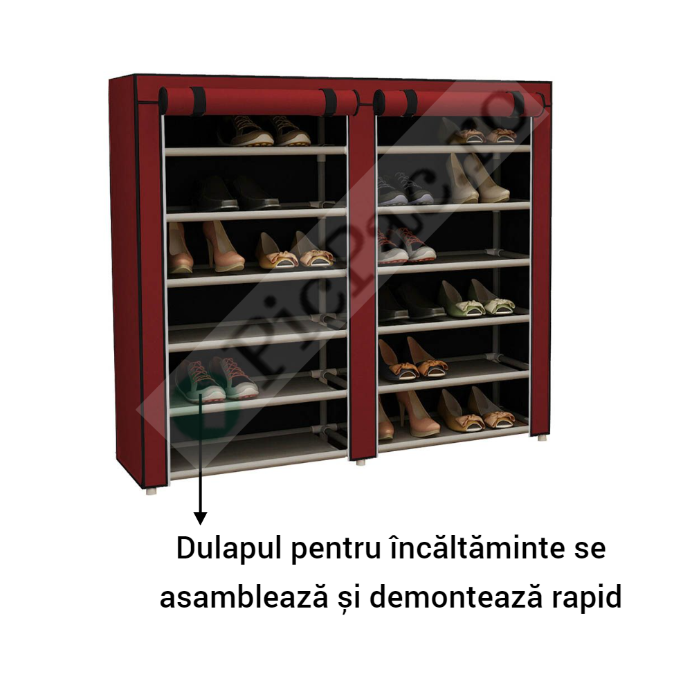 Dulap Textil Portabil pentru Incaltaminte - Organizator 36 Perechi cu Fermoare