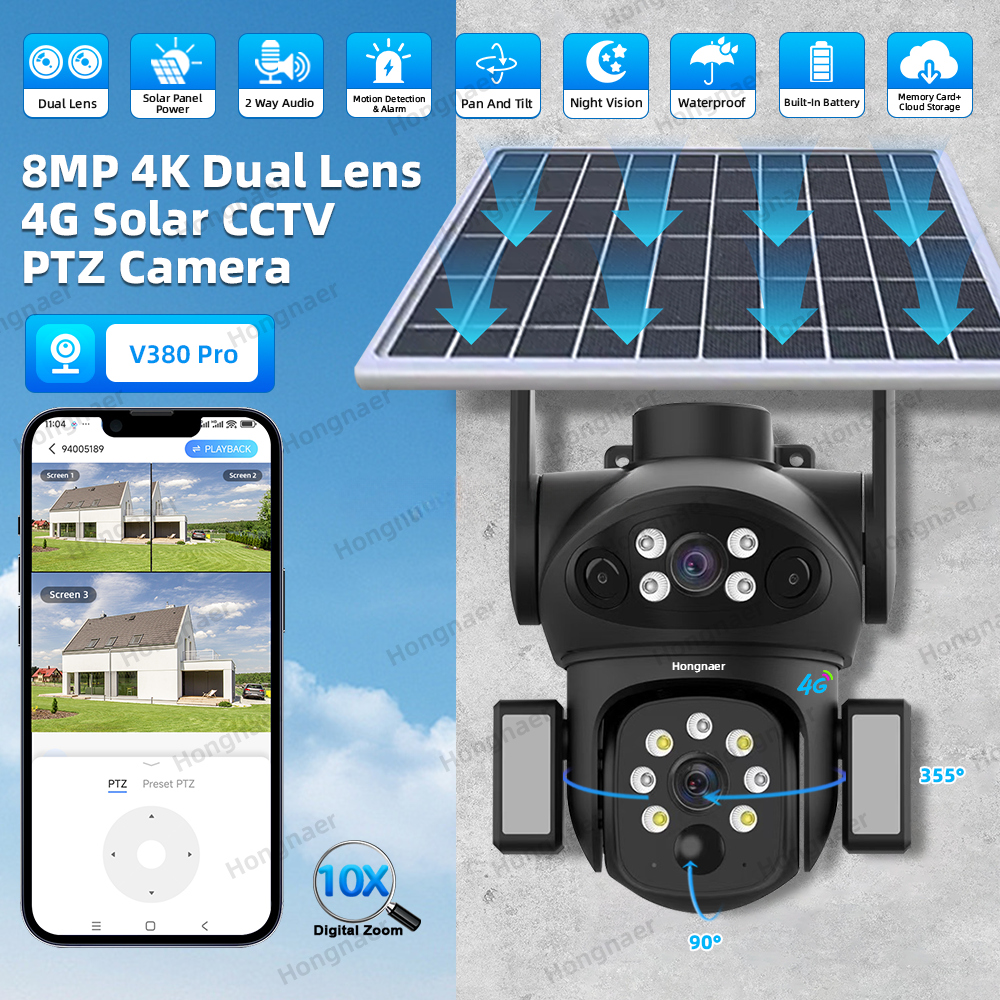 Camera de supraveghere solara 5G DUAL LENS 8MP + 128GB