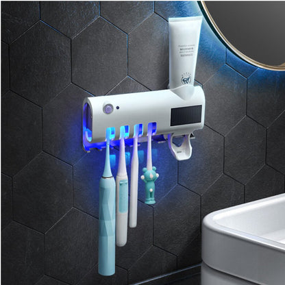 Dozator Pasta de Dinti cu Sterilizator UV si Suport 4 Periute - Alimentare Solara