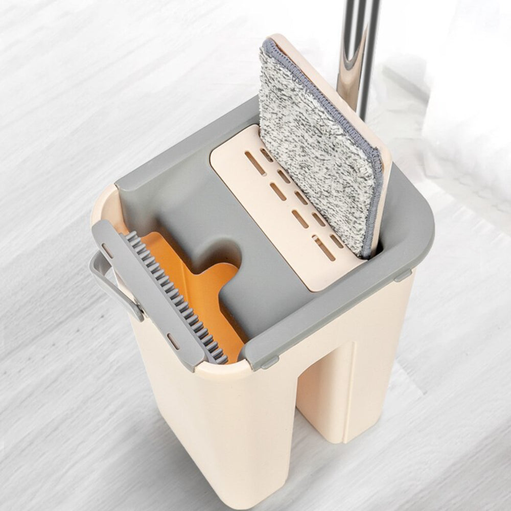 Set Mop cu Galeata si 2 Rezerve din Microfibra - Maner Ajustabil Aluminiu