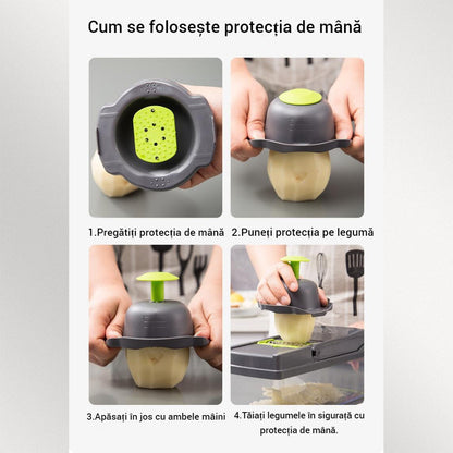 Razatoare Multifunctionala pentru Fructe si Legume - Set 12 Piese cu Protectie Mana