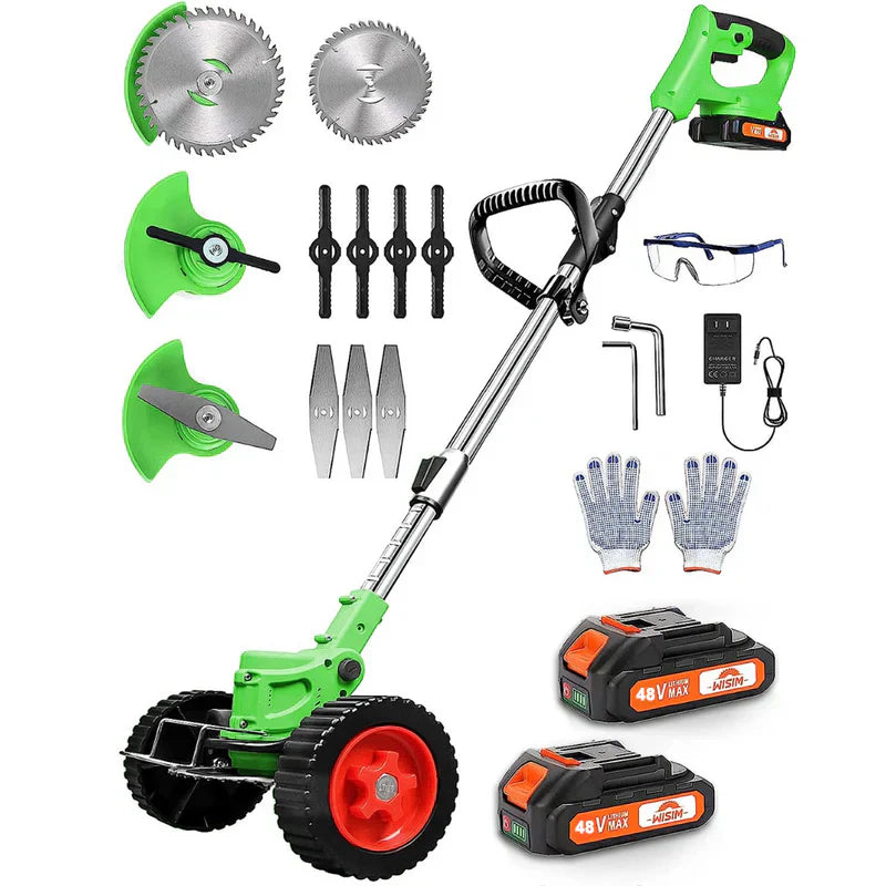 Motocoasă electrică cu roti 48V, 6000 mAh, 20000 RPM, cu acumulatori