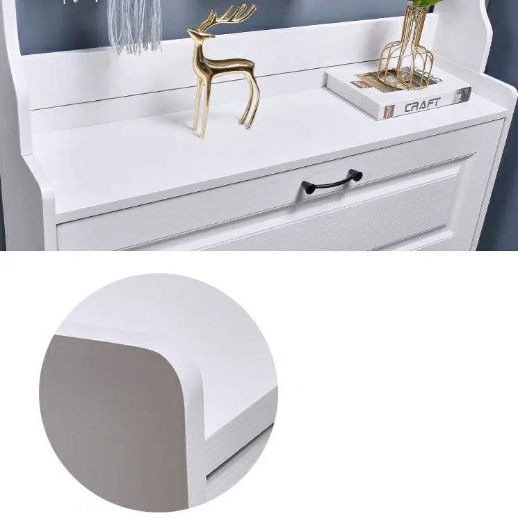 Set Mobilier Hol Alb, Pantofar Slim 3 Sertare și Cuier, Stil Scandinav, 85x24x208 cm
