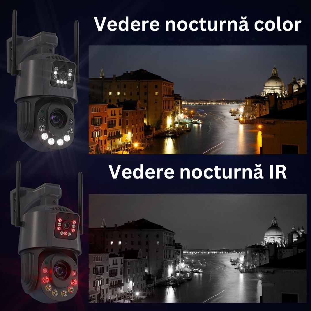 Camera de Supraveghere PTZ 6MP HD, Conexiune WiFi , Zoom Optic 36X, Night Vision 120m, Detectare Miscare Umana, Microfon si Difuzor Bidirectionale, Rezistenta la apa IP66