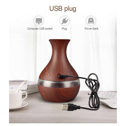 Umidificator Ultrasonic LED 7 Culori Design Vaza - 130ml Silentios USB