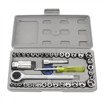 Set Chei Tubulare cu Clichet 40 Piese - Trusa Completa cu Cutie Depozitare