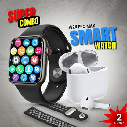 Oferta ceas smart cu casti bluetooth pro max w26