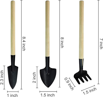 truse de grădinărit din metal Mini set de instrumente pentru plantarea ghivecilor, transplantarea și săparea (maro deschis și negru)