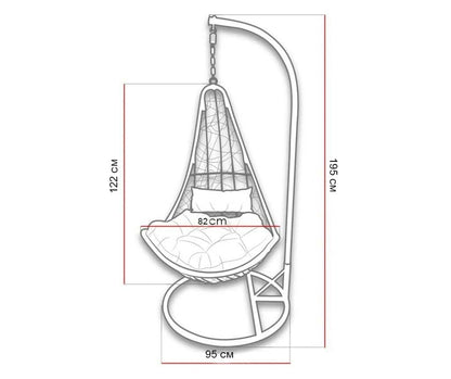 Fotoliu suspendat , balansoar cu perne incluse, interior si exterior, maxim 120 kg, cadru otel, 122x82x72 cm, negru