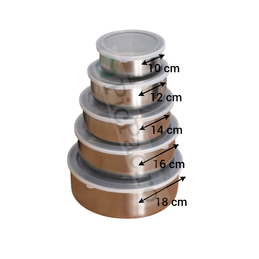 Set 5 Caserole Metalice cu Capac Transparent - Depozitare Alimentara Profesionala