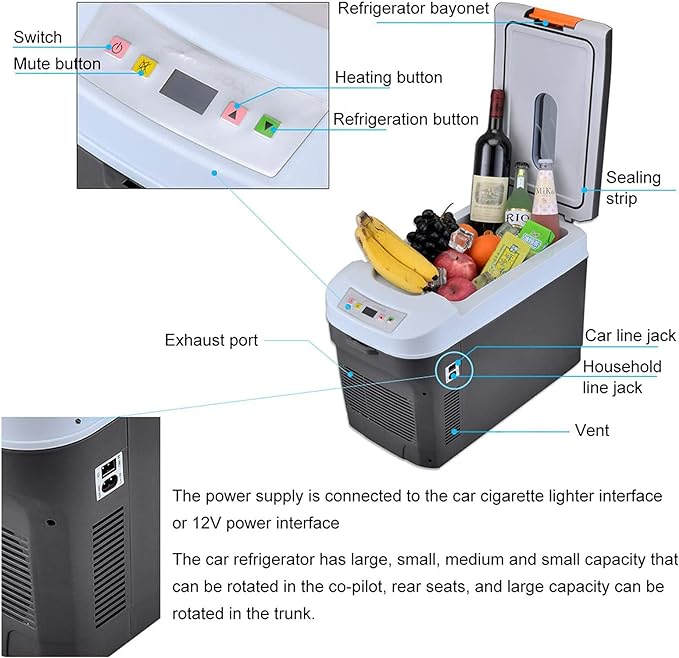 Mini frigider auto 25L, 12V DC / 220V AC Fructe Legume Bere Băuturi Frigider mic portabil, -5C+68C! Funcție de încălzire și răcire, pentru dormitor