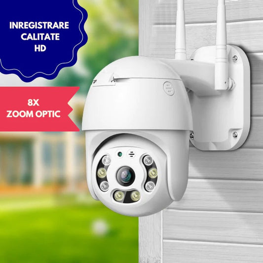 Camera de Supraveghere WiFi Exterioara Rotativa cu Senzor Miscare - Protectie Impermeabila IP65