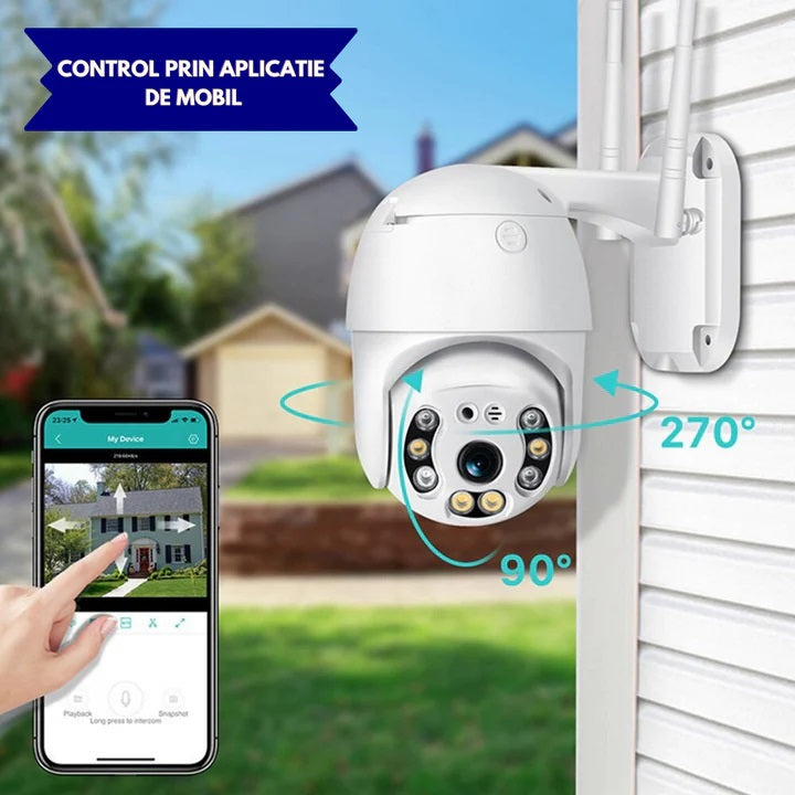 Camera de Supraveghere WiFi Exterioara Rotativa cu Senzor Miscare - Protectie Impermeabila IP65