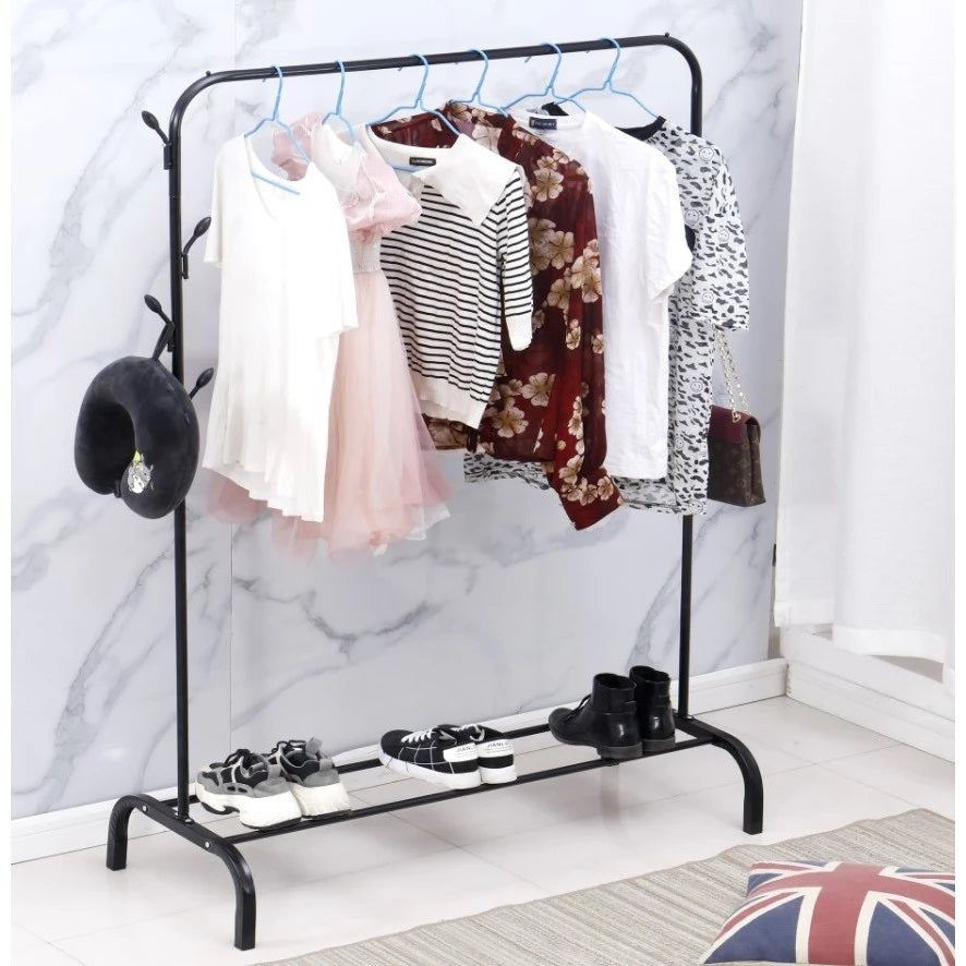 Suport Metalic pentru Umerase cu Cuier Lateral - Organizare Perfecta pentru Haine si Accesorii