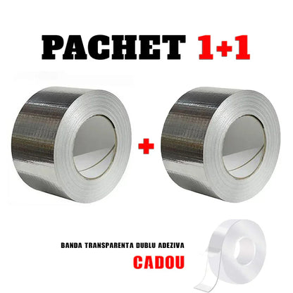PACHET 1 + 1  Banda adeziva durabila tip folie, rezistenta la apa, aderenta sporita + Banda dubla adeziva transparenta CADOU