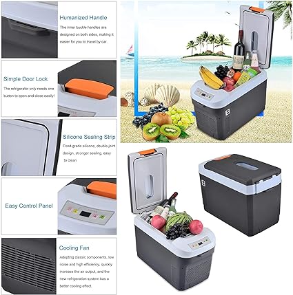 Mini frigider auto 25L, 12V DC / 220V AC Fructe Legume Bere Băuturi Frigider mic portabil, -5C+68C! Funcție de încălzire și răcire, pentru dormitor