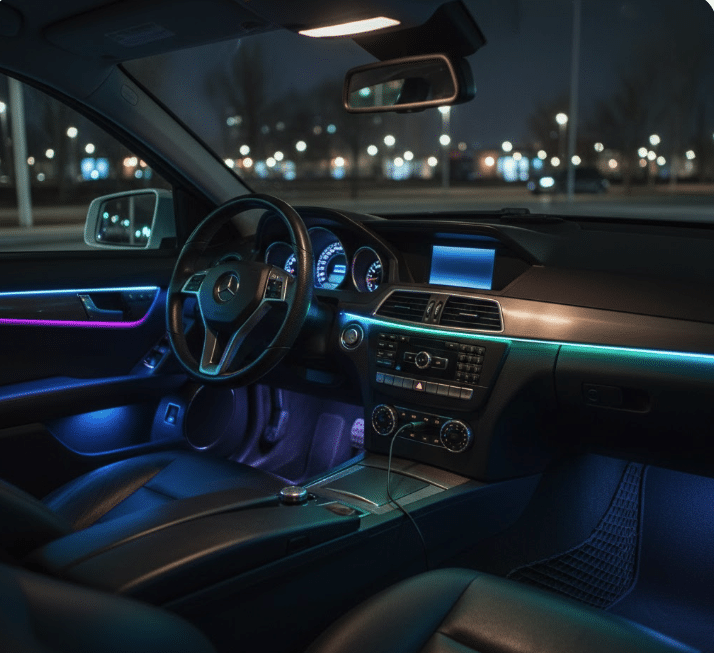 Kit Banda LED RGB Interior Auto 110cm si 25cm USB cu Telecomanda si Aplicatie Telefon