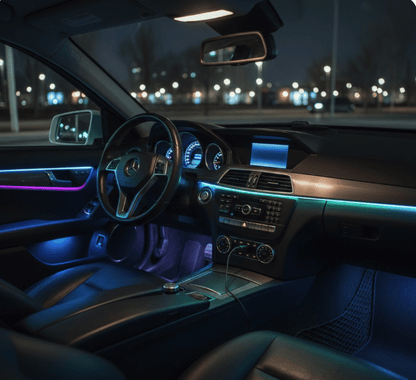 Kit Banda LED RGB Interior Auto 110cm si 25cm USB cu Telecomanda si Aplicatie Telefon