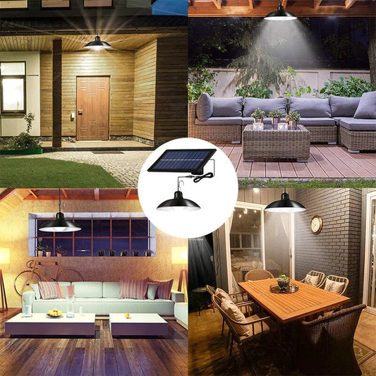 Set 2 Lampi Solare LED cu Abajur Metalic si Telecomanda - Iluminat Exterior/Interior