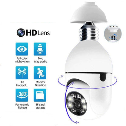 Camera de Supraveghere WiFi Tip Bec cu Rotire 355° Full HD - Senzor de Miscare PIR si Audio Bidirectional