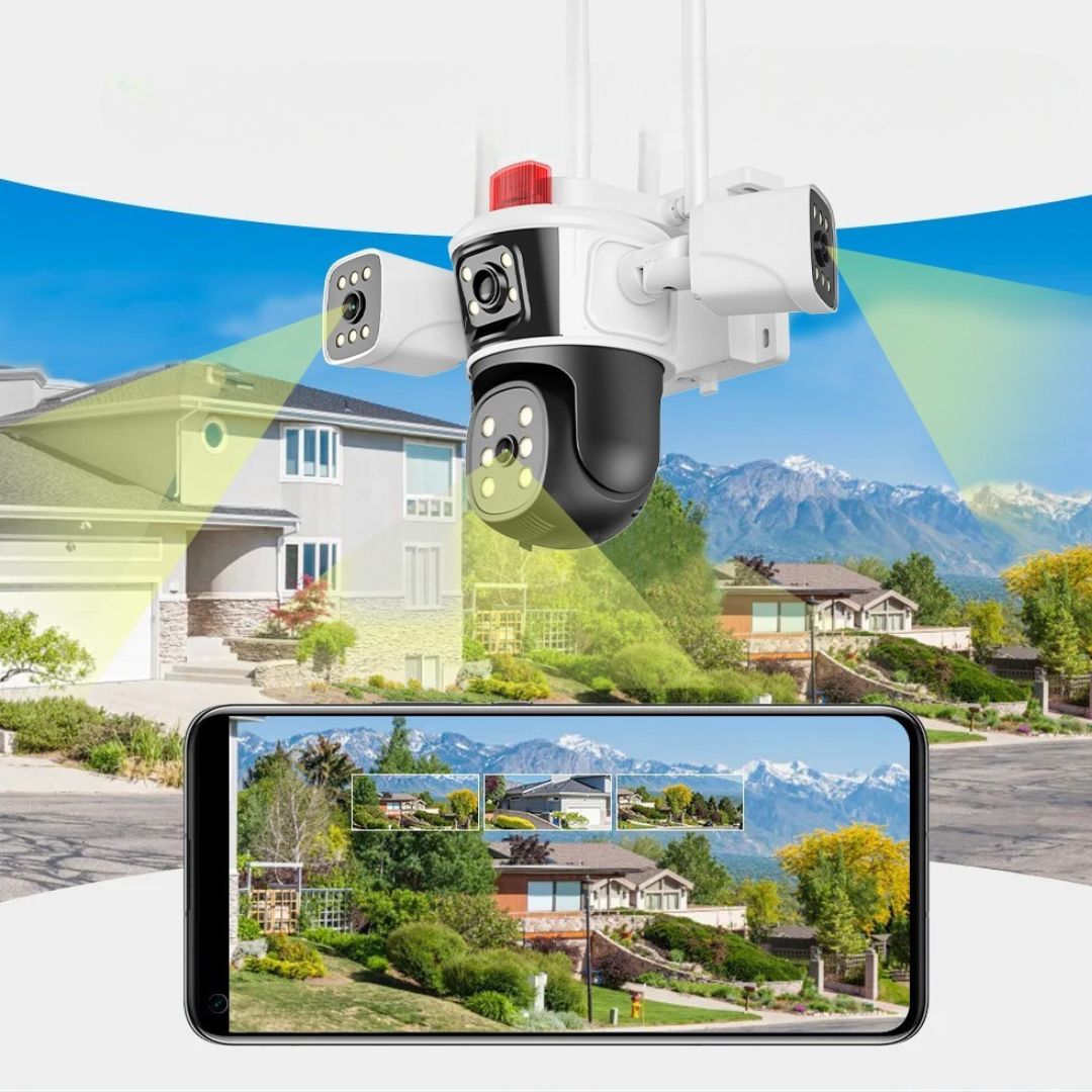 Camera de Supraveghere 6K, PTZ 12MP Ultra-HD, Zoom 10X, Vedere Nocturna Color, Detectare Miscare PIR, Microfon Bidirectional, Rezistenta la Apa IP66, Stocare Cloud sau Micro SD