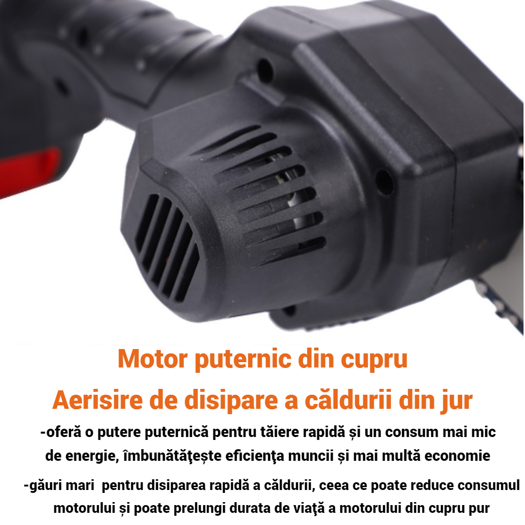 Mini Drujba cu Acumulator 4 inch - Set Complet cu 2 Lanturi, Portabila si Fara Fir