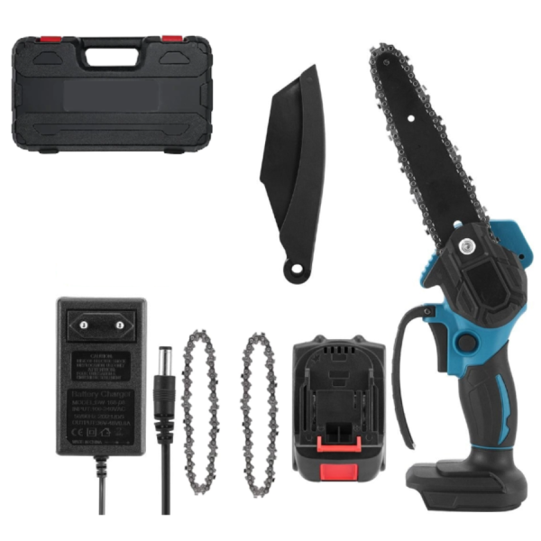 Mini Drujba Electrica Portabila 24V 8 inch cu 2 Baterii si Lanturi de Rezerva