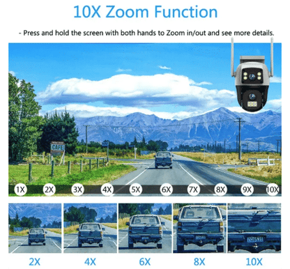 Cameră Supraveghere IP Wi-Fi 4MP Duală, 2 Antene, Zoom, Full Color Night Vision, Comunicare Intercom