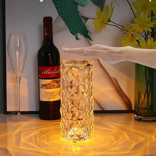 Lampa LED RGB de Masa cu Telecomanda si Baterie Reincarcabila - Design Cristal Acrilic
