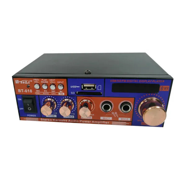 Amplificator audio cu Bluetooth pentru Karaoke BT-618 si citire USB -MicroSD