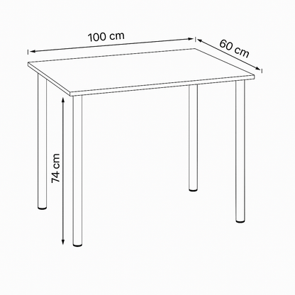 Masă birou Modernă Albă, 100x60x74 cm — Design Minimalist, Blat MDF și Picioare Metalice”