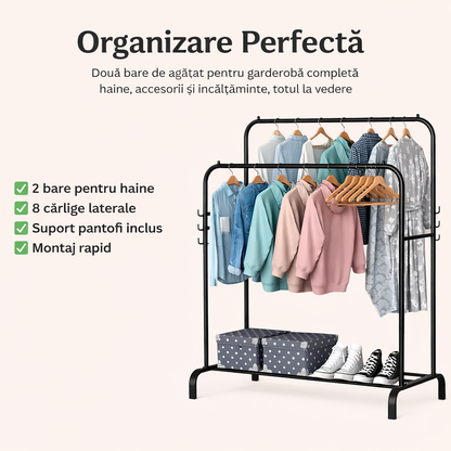 Suport Dublu pentru Umerașe din Metal – 150 x 110 x 54 cm