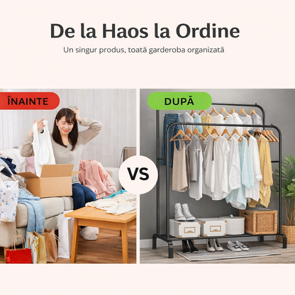 Suport Dublu pentru Umerașe din Metal – 150 x 110 x 54 cm