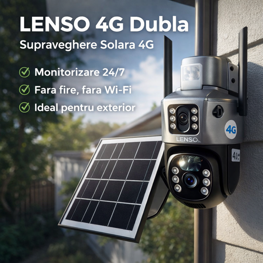 Camera Solara Supraveghere LENSO 4G Dubla + CARD CADOU