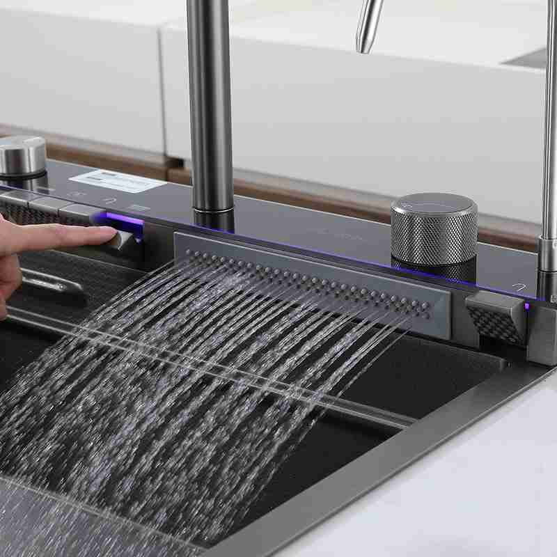 Chiuvetă de bucatarie multifunctionala otel inoxidabil LED 70x45x25