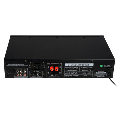 Amplificator audio profesional JRH PRO ,BHT , conectare USB , SD card , 8 benzi grafice egalizator , putere 2 x 100 W