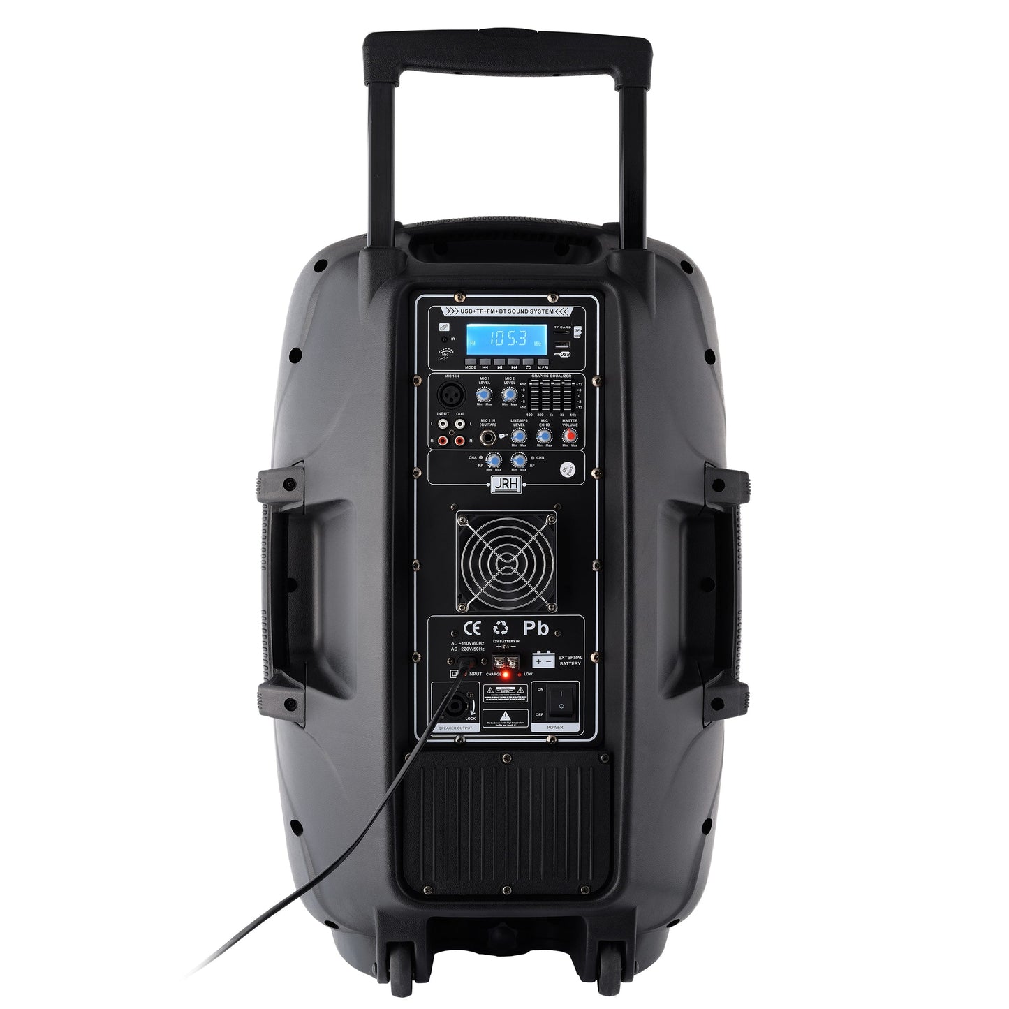 Boxă Portabilă JRH 15 Inch pro– 1000w, 2 Microfoane Wireless, Troller Integrat
